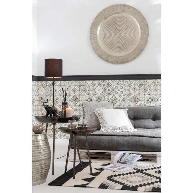 J-Line Set of 3 sidetables tray round metal matte dark grey 8158 large