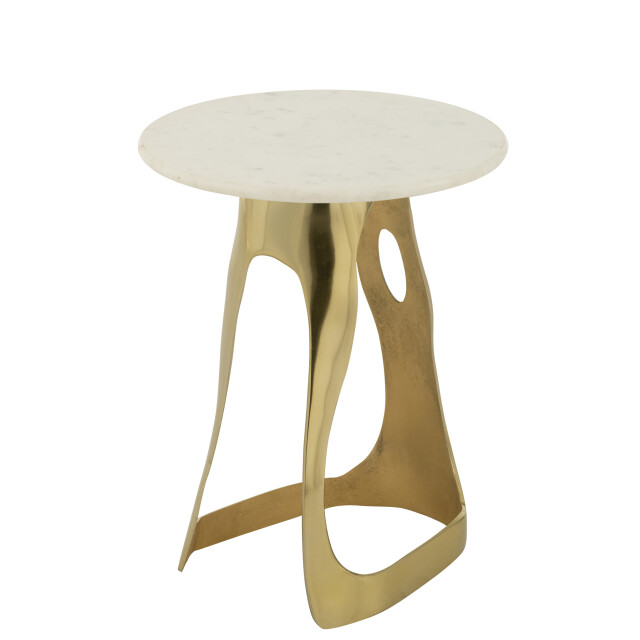J-Line Side table aluminium/stone gold colored/white large 55946 large
