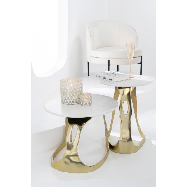 J-Line Side table aluminium/stone gold colored/white small 55947 large