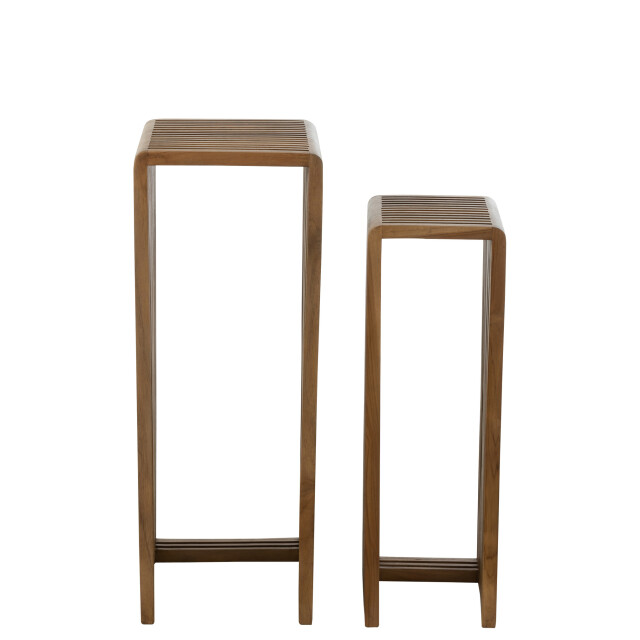 J-Line Set of 2 side tables cubic recycle teak natural 40801 large