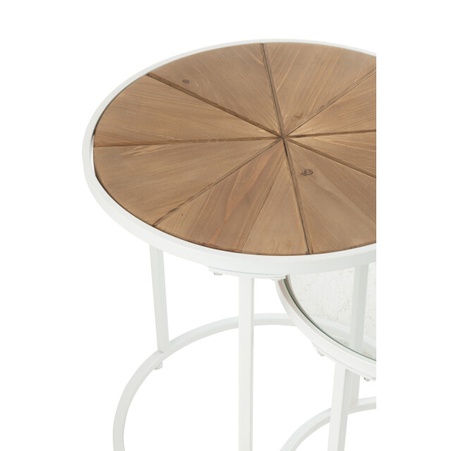 J-Line Set of 2 sidetables lounge metal/wood white/natural 30568 large