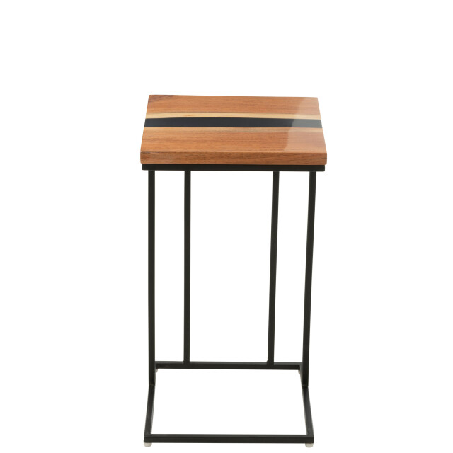 J-Line Side table square acacia wood/resin natural/black 51004 large