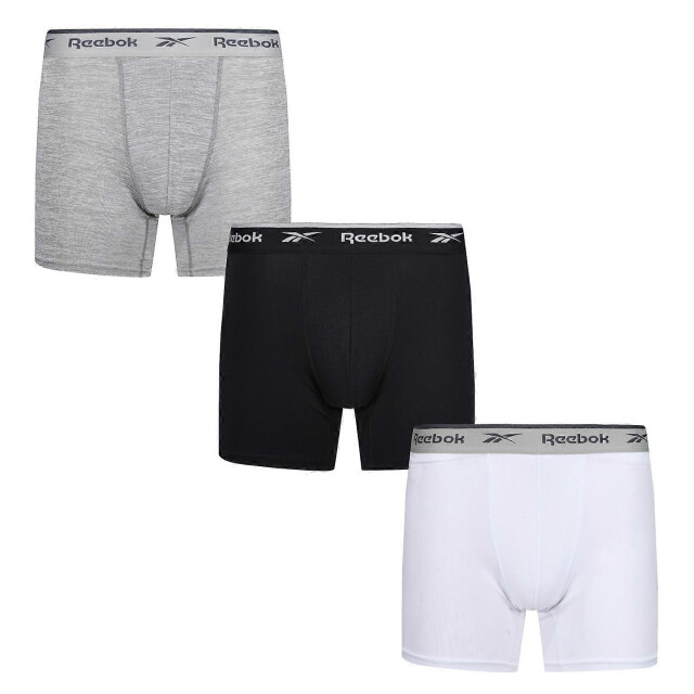 Reebok Heren ainslie sports boxershorts (set van 3) UTLT5279_blackwhitegreymarl large