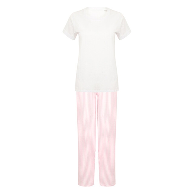 Towel City Dames stoffen zak pyjamaset UTLT6171_pinkwhite large