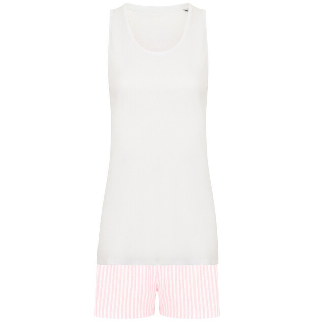 Towel City Dames stoffen zak korte pyjamaset UTLT6215_whitepink large