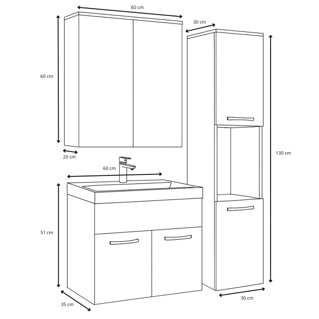 Badplaats Badkamermeubel set montreal 01 60 cm - badmeubel met 3248545 large