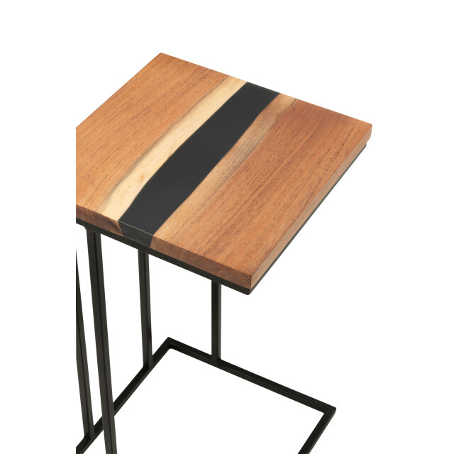 J-Line Side table square acacia wood/resin natural/black 51004 large