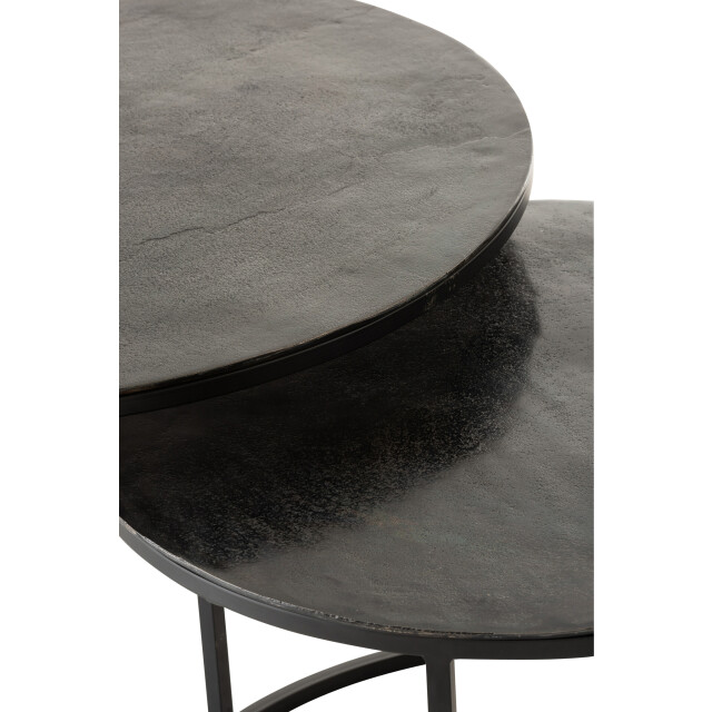 J-Line Set 3 side tables round oxidize aluminium/iron antique black 97000 large