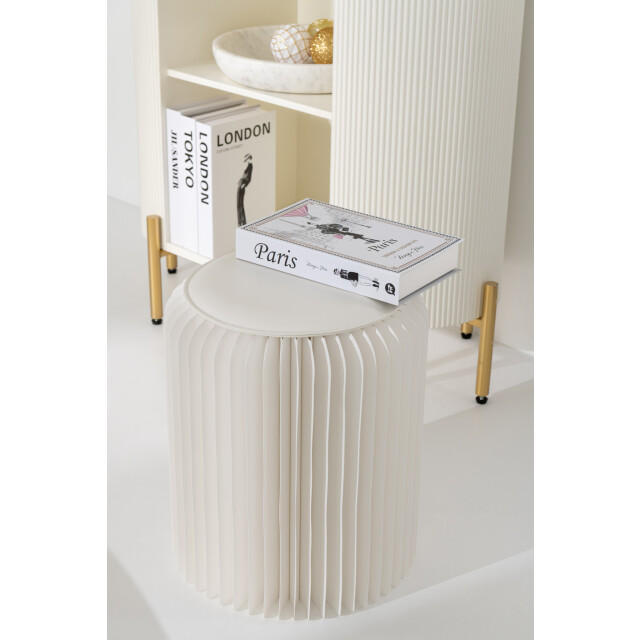 J-Line Pouffe foldable paper off-white 56756 large