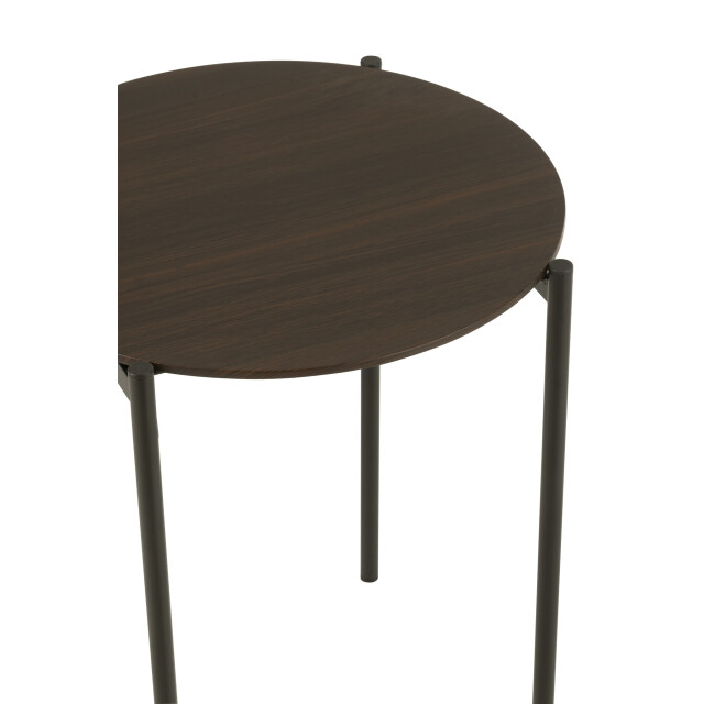 J-Line Set of 2 side tables round mdf/metal dark brown 51067 large