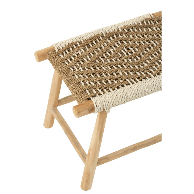 J-Line Stool waverly teak wood/seagrass natural/white 50988 large