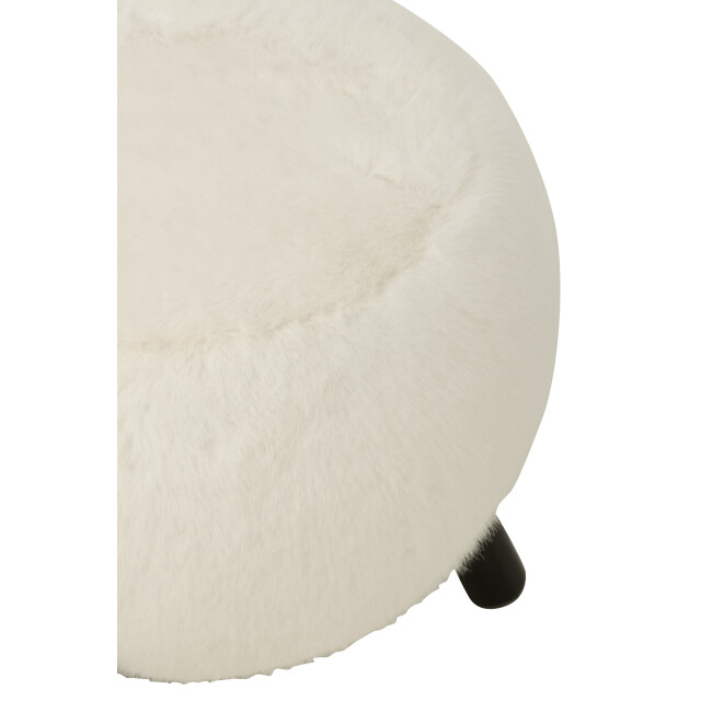 J-Line Stool fur with wooden legs wood white 55954 large