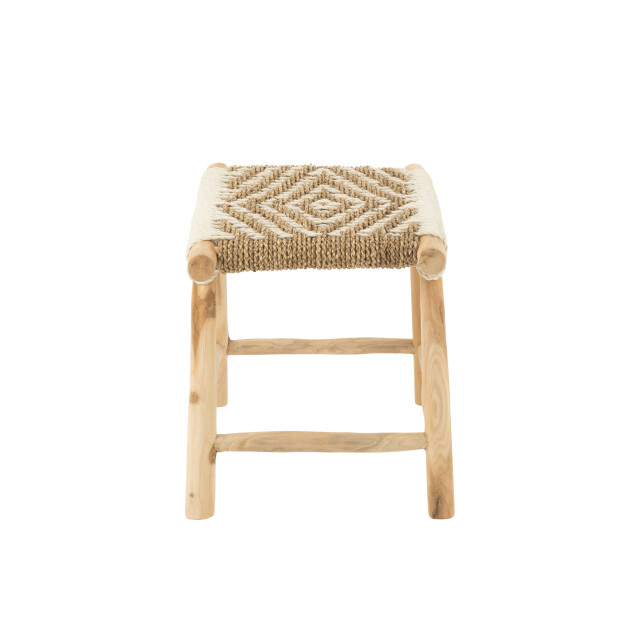 J-Line Stool waverly teak wood/seagrass natural/white 50988 large