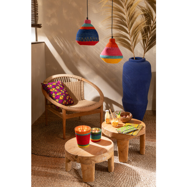 J-Line Set of 2 table round teak wood natural 43761 large