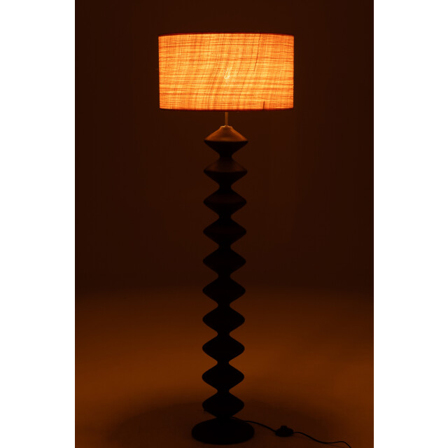 J-Line Floor lamp caterpillar poplar wood black/natural 49435 large