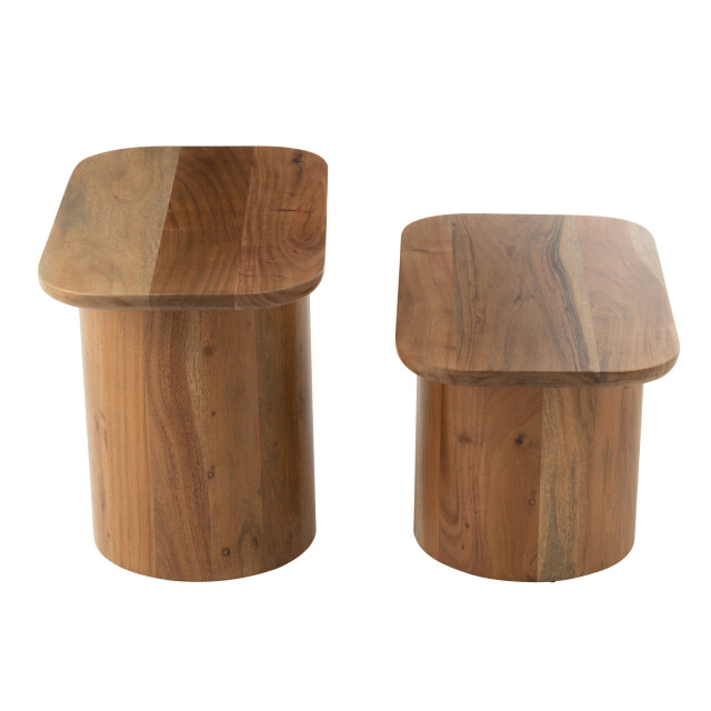 J-Line Set of 2 side tables acacia wood/mdf natural 51021 large
