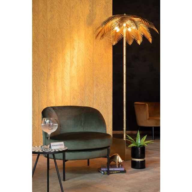 J-Line Lamp standing coconut leaves steel gold 96493 large