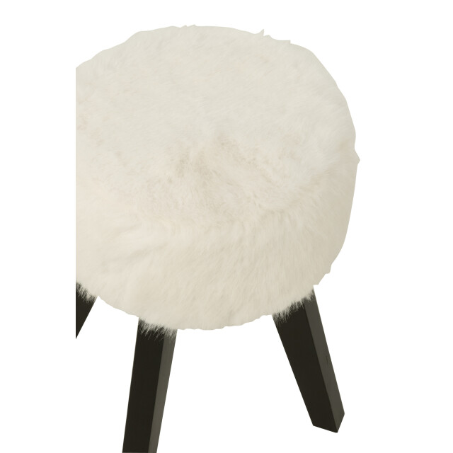 J-Line Stool fur with wooden legs wood white 55953 large
