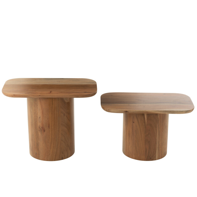 J-Line Set of 2 side tables acacia wood/mdf natural 51021 large