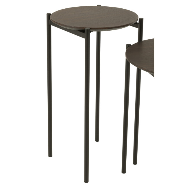 J-Line Set of 2 side tables round mdf/metal dark brown 51067 large