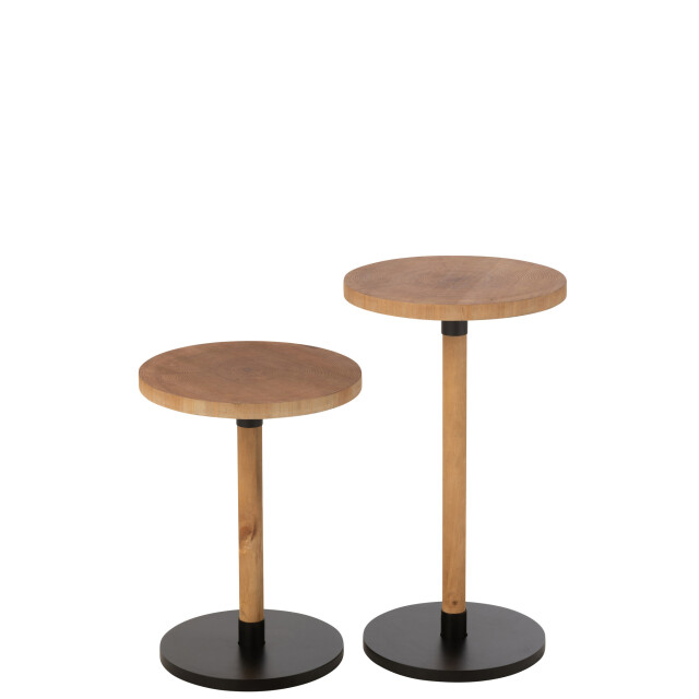 J-Line Set of 2 side tables ron mdf/pinewood natural black 46318 large