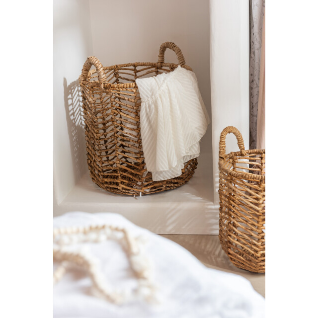 J-Line Set of 3 baskets bananas leaves natural 11346 large