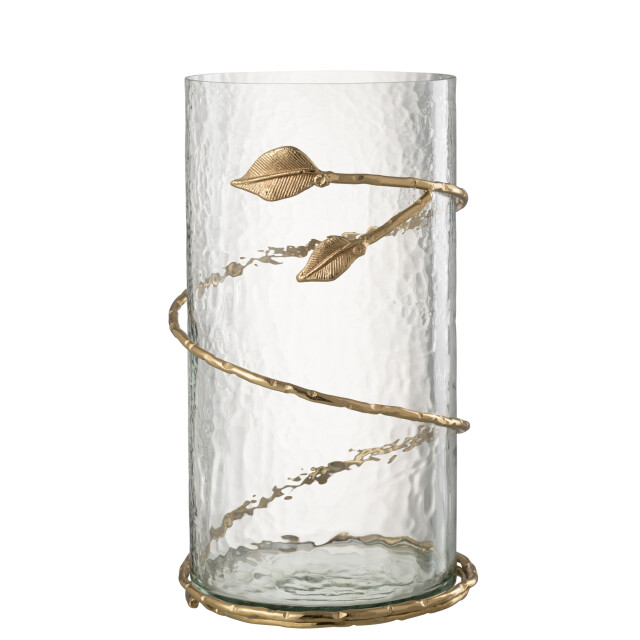 J-Line Vase leaf long glass/iron transparent/gold 47743 large