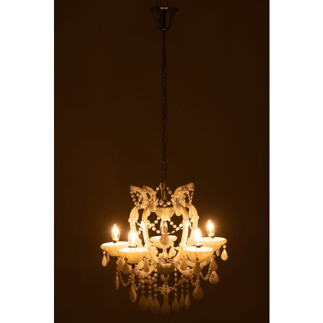 J-Line Ceiling lamp chandelier antique glass white 59044 large