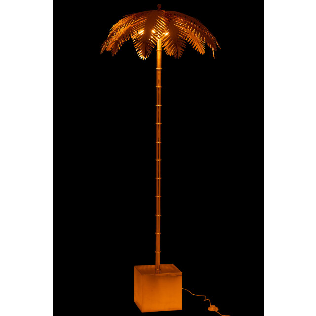 J-Line Lamp standing coconut leaves steel gold 96493 large