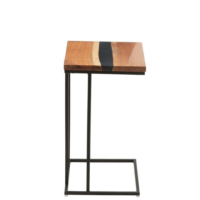 J-Line Side table square acacia wood/resin natural/black 51004 large