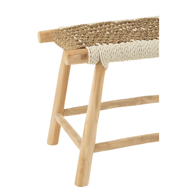 J-Line Stool waverly teak wood/seagrass natural/white 50988 large