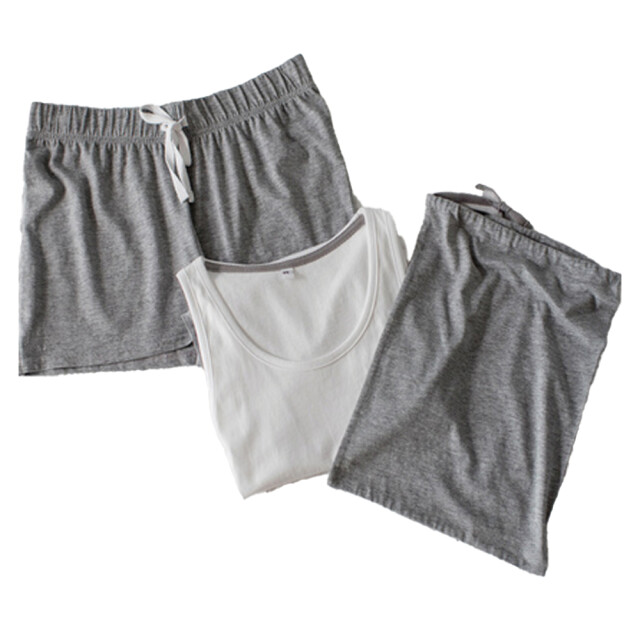 Towel City Korte pyjamaset dames in viscose UTLT5282_whiteheathergrey large