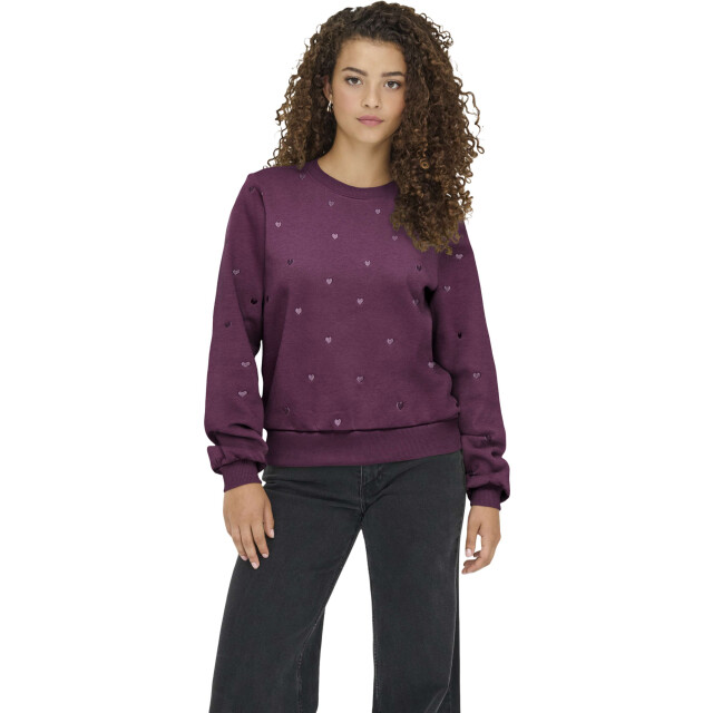 Only Onlatika l/s o-neck glitter emb. box swt mauve win 15355802-294415002 large