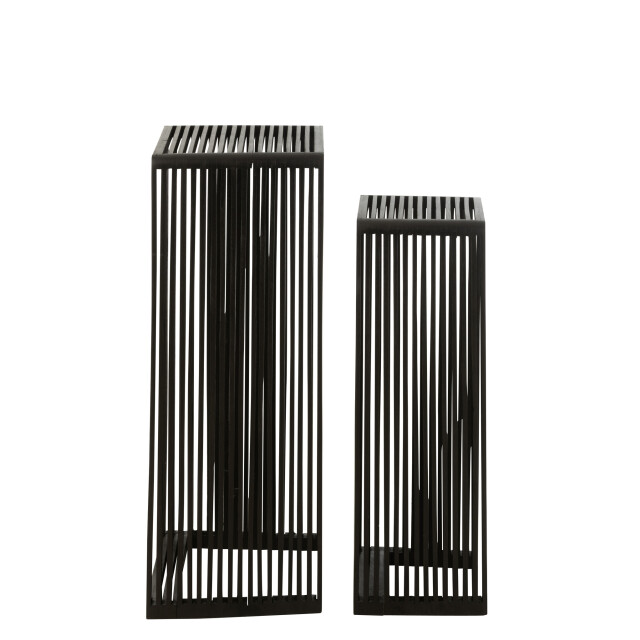 J-Line Set of 2 side tables cubic recycle teak black 40789 large