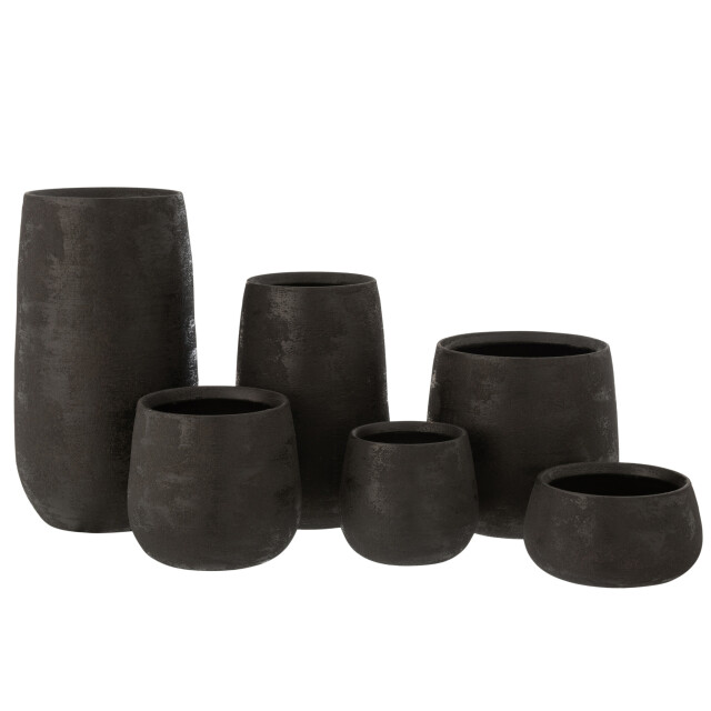 J-Line Vase irregular rough ceramic black large 7089 large