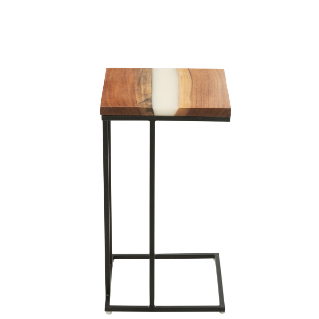 J-Line Side table square acacia wood/resin natural/white 51009 large