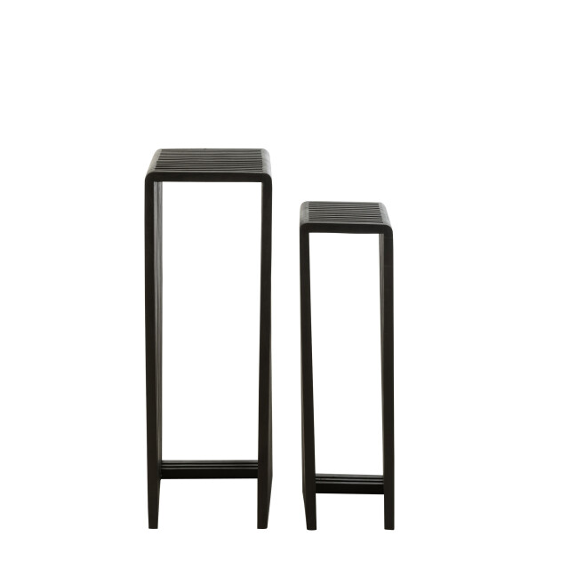 J-Line Set of 2 side tables cubic recycle teak black 40789 large