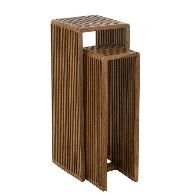 J-Line Set of 2 side tables cubic recycle teak natural 40801 large