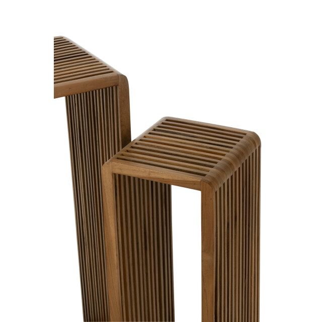 J-Line Set of 2 side tables cubic recycle teak natural 40801 large
