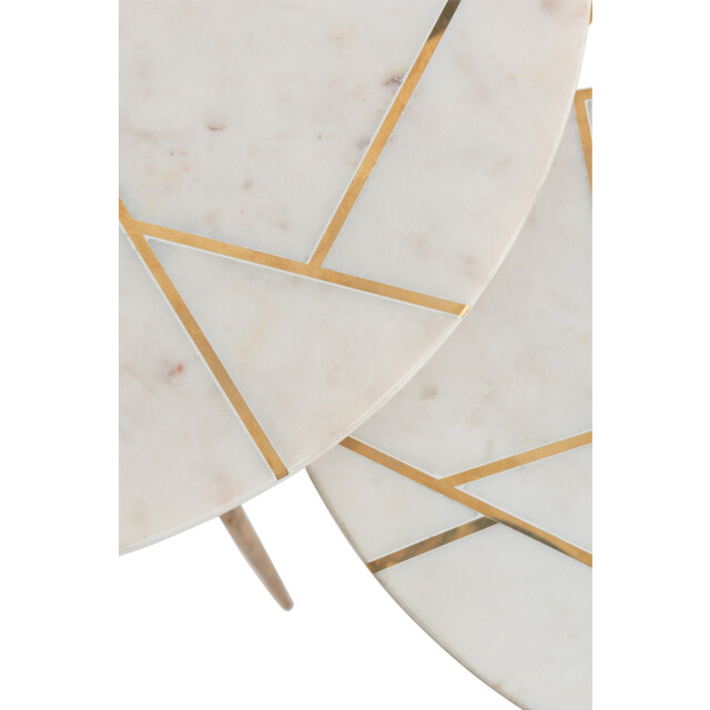 J-Line Set of two sidetable marble/iron gold/white 18449 large