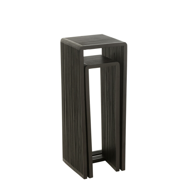 J-Line Set of 2 side tables cubic recycle teak black 40789 large