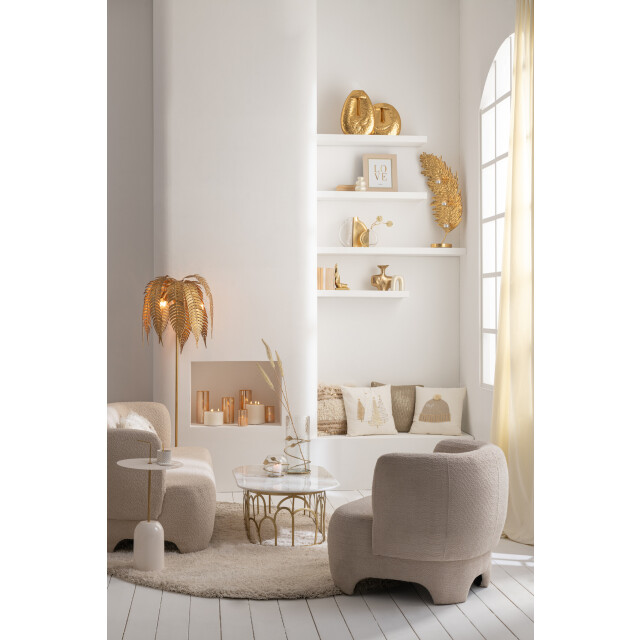 J-Line Vase leaf long glass/iron transparent/gold 47743 large