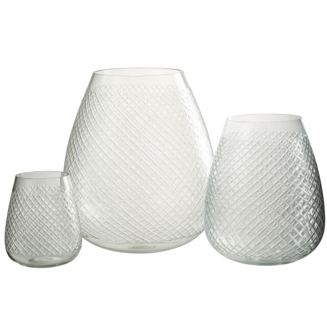 J-Line Vase checkered glass transparent large 32217 large