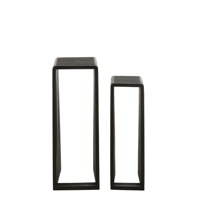 J-Line Set of 2 side tables cubic recycle teak black 40789 large
