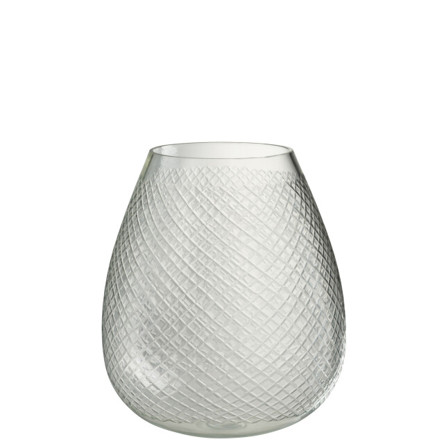 J-Line Vase checkered glass transparent large 32217 large