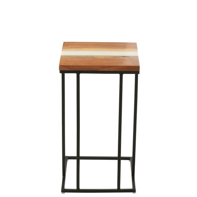 J-Line Side table square acacia wood/resin natural/white 51009 large