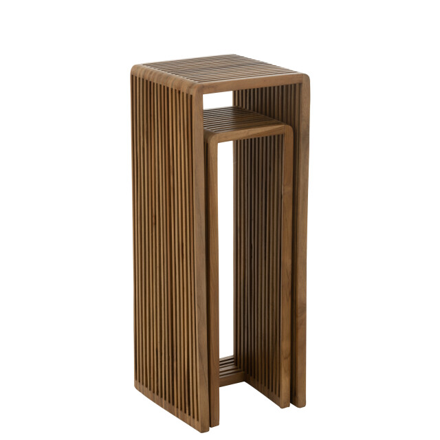 J-Line Set of 2 side tables cubic recycle teak natural 40801 large