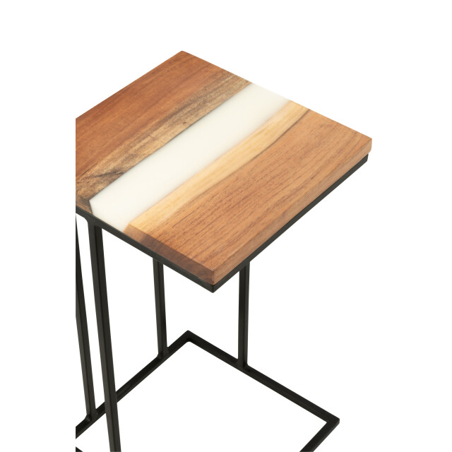 J-Line Side table square acacia wood/resin natural/white 51009 large
