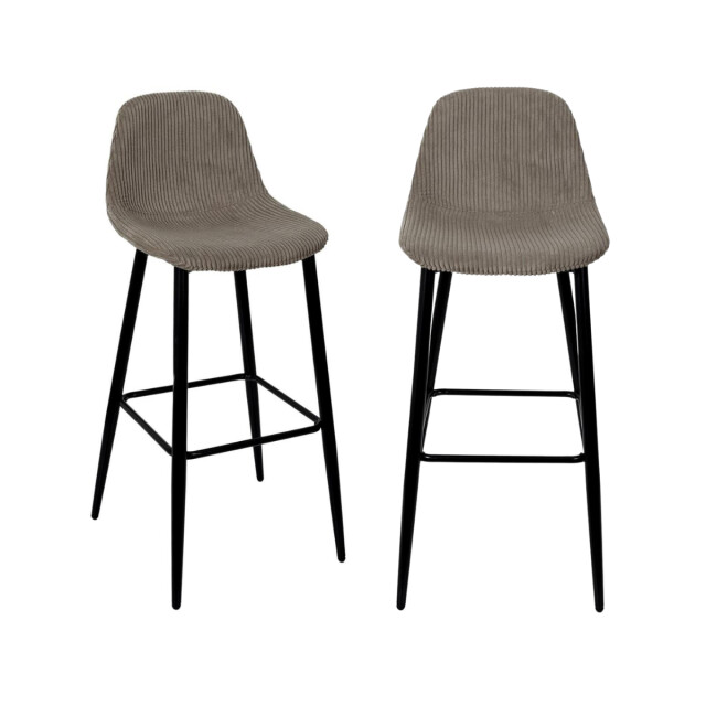CaliCosy Set van 2 barkrukken in ribfluweel met metalen poten h100,5 cm scott 3271365 large