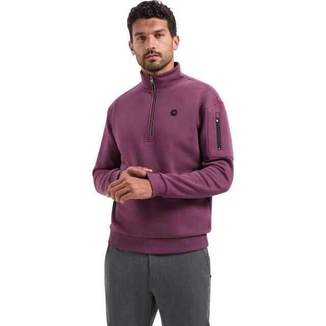 No Excess Sweater half zip brushed dark wine 29130851-164 large